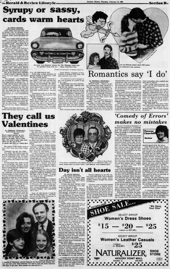 Valentine couples highlighted in 1986